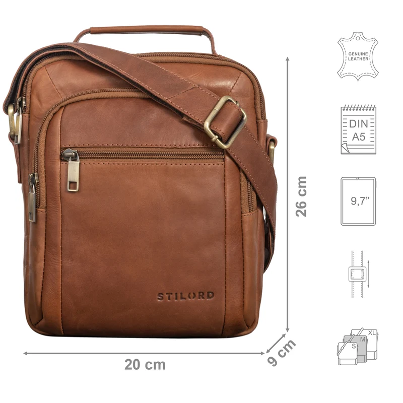 "Lucky" Umhängetasche Herren Klein Leder Handtasche