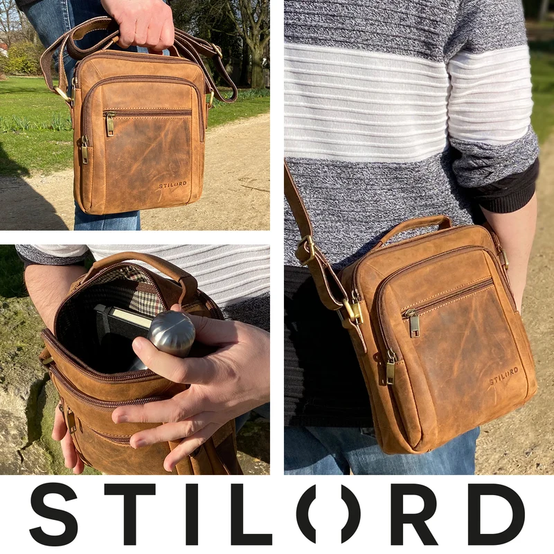 "Lucky" Umhängetasche Herren Klein Leder Handtasche