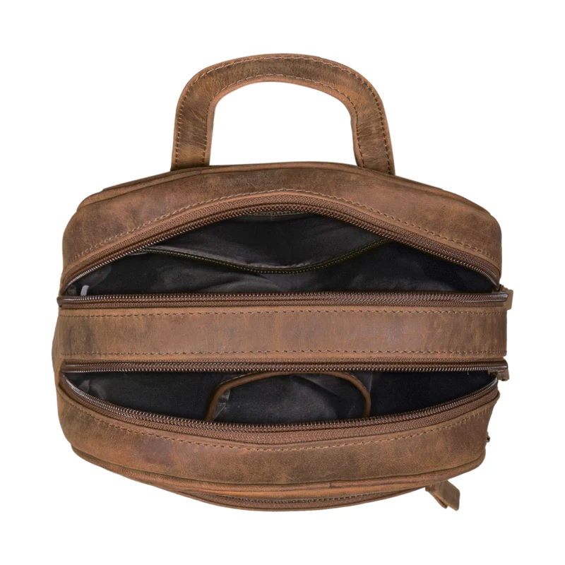 "Fabienne" Kleiner Vintage Damen Rucksack Echtleder mit vielen Fächern
