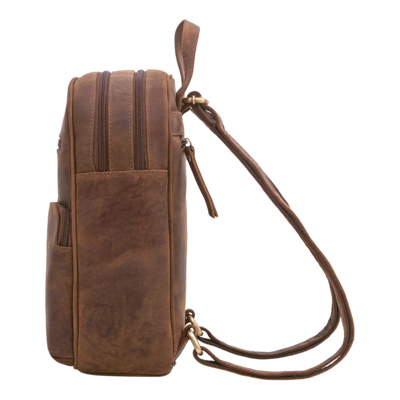 "Fabienne" Kleiner Vintage Damen Rucksack Echtleder mit vielen Fächern