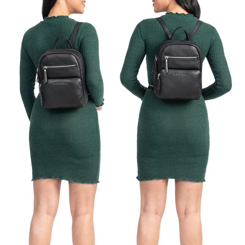 "Fabienne" Kleiner Vintage Damen Rucksack Echtleder mit vielen Fächern