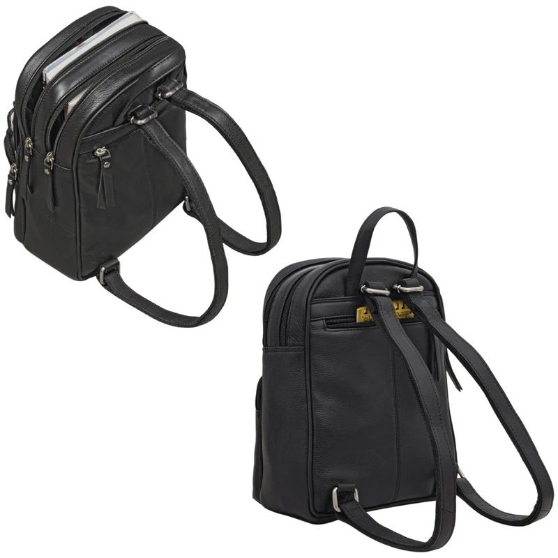 "Fabienne" Kleiner Vintage Damen Rucksack Echtleder mit vielen Fächern