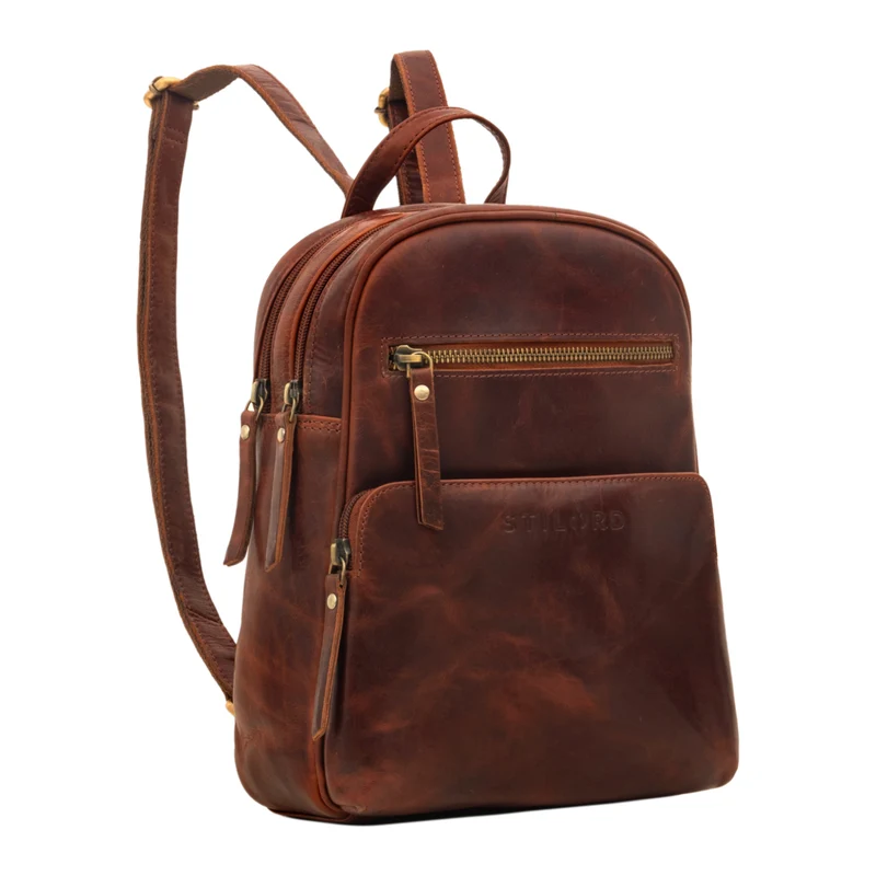 "Fabienne" Kleiner Vintage Damen Rucksack Echtleder mit vielen Fächern