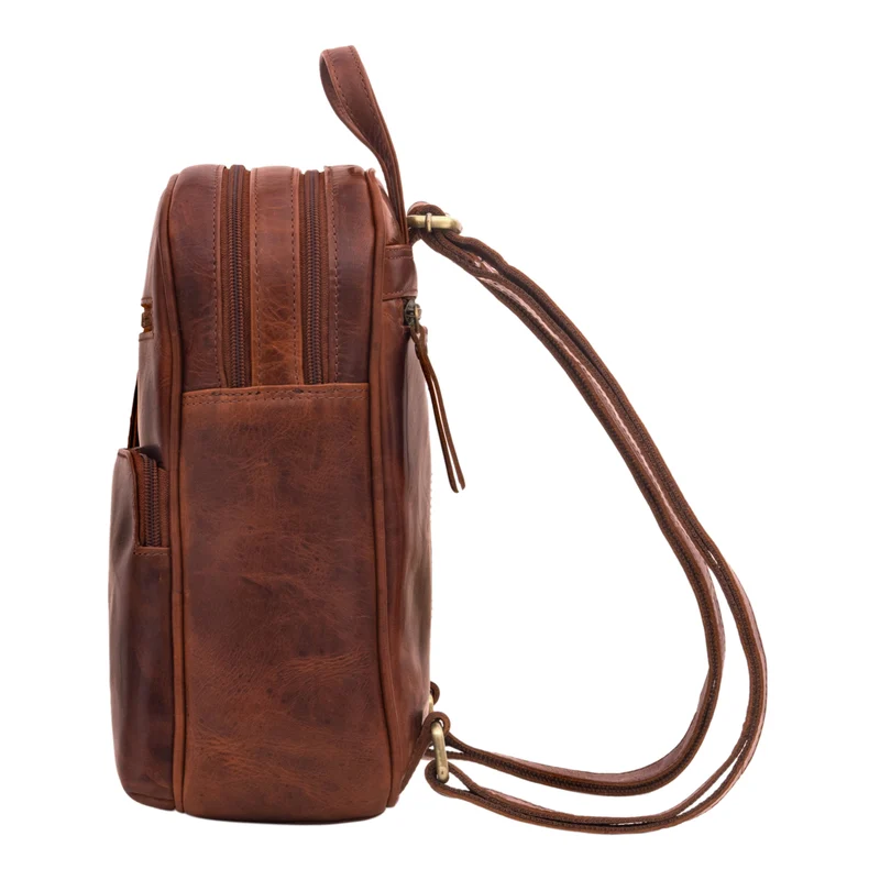 "Fabienne" Kleiner Vintage Damen Rucksack Echtleder mit vielen Fächern