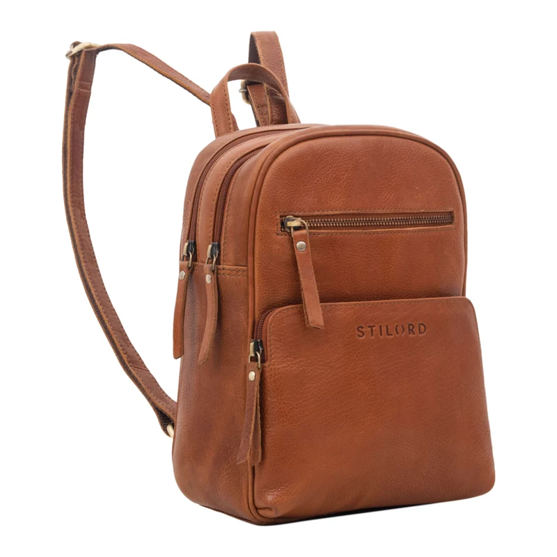"Fabienne" Kleiner Vintage Damen Rucksack Echtleder mit vielen Fächern