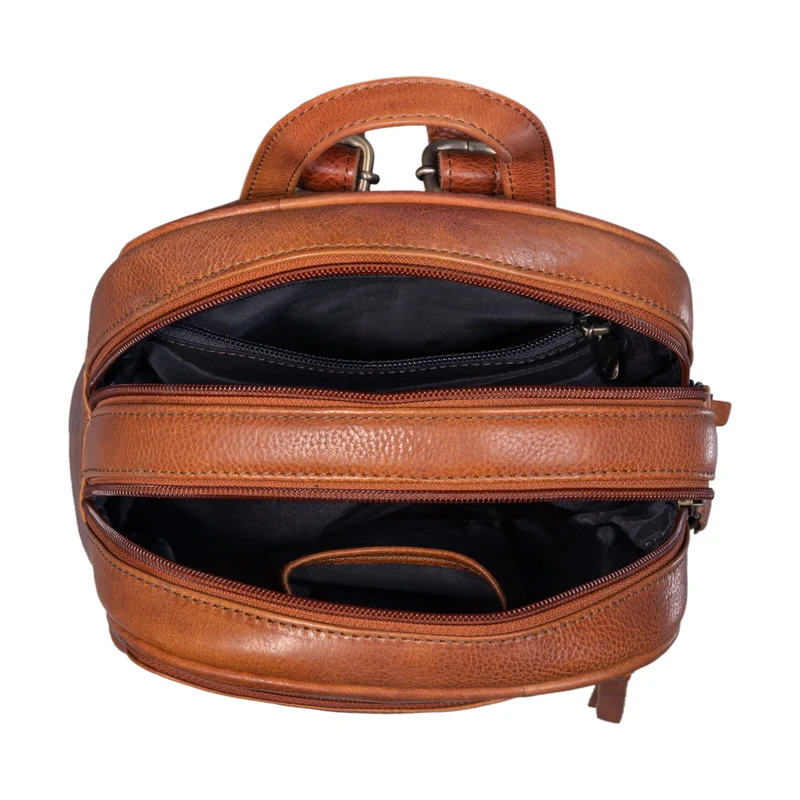 "Fabienne" Kleiner Vintage Damen Rucksack Echtleder mit vielen Fächern