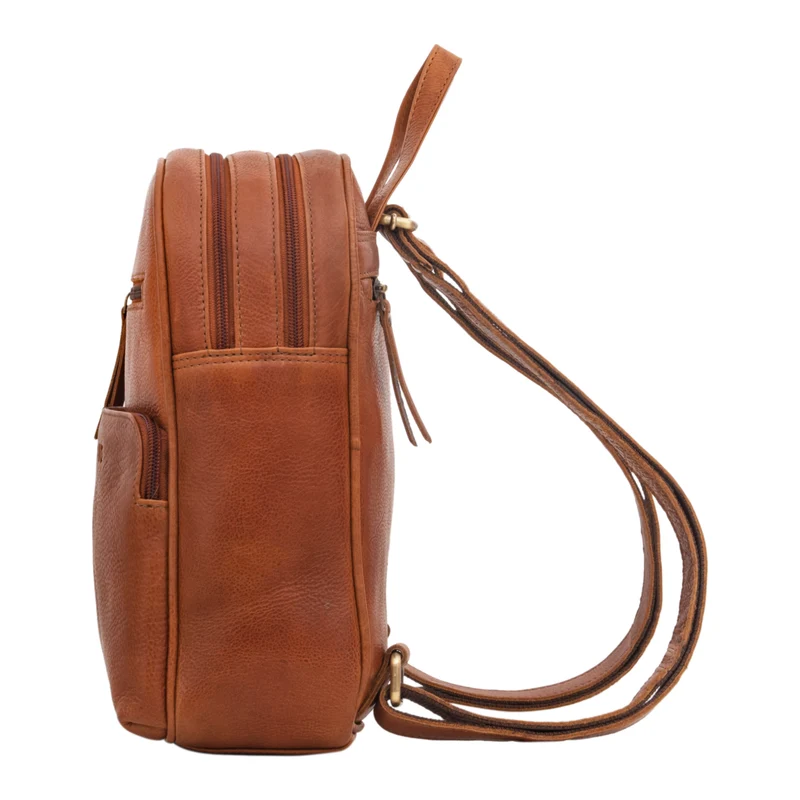 "Fabienne" Kleiner Vintage Damen Rucksack Echtleder mit vielen Fächern