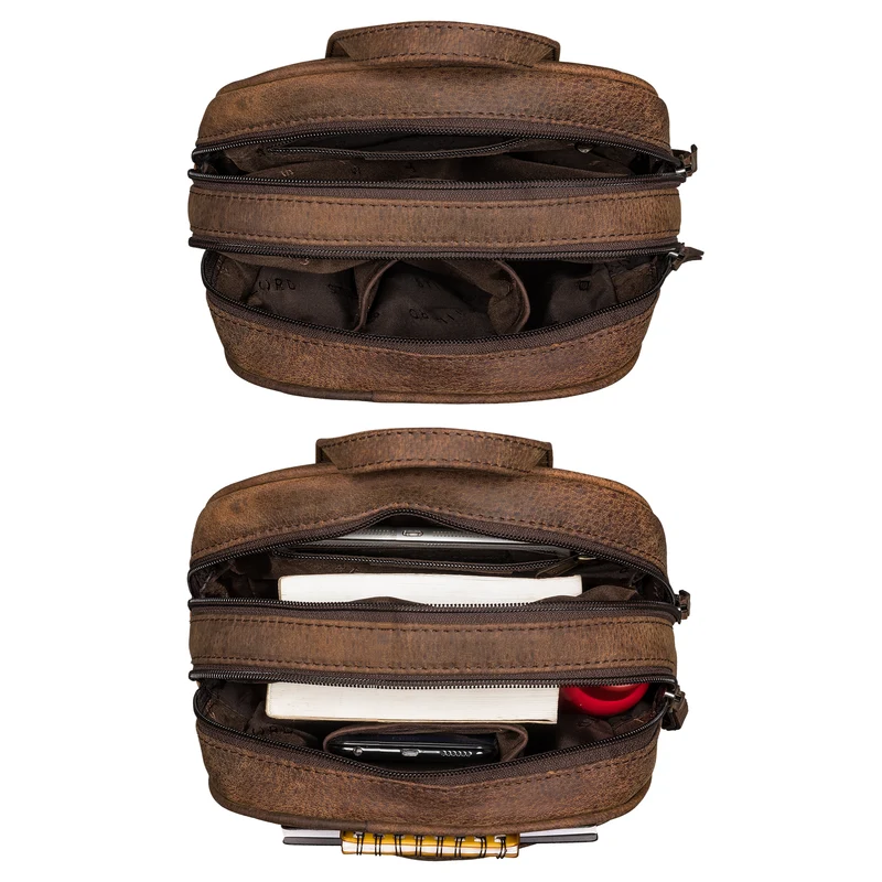 "Fabienne" Kleiner Vintage Damen Rucksack Echtleder mit vielen Fächern