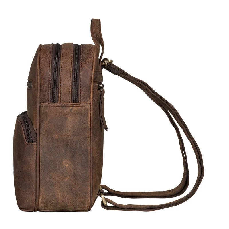 "Fabienne" Kleiner Vintage Damen Rucksack Echtleder mit vielen Fächern