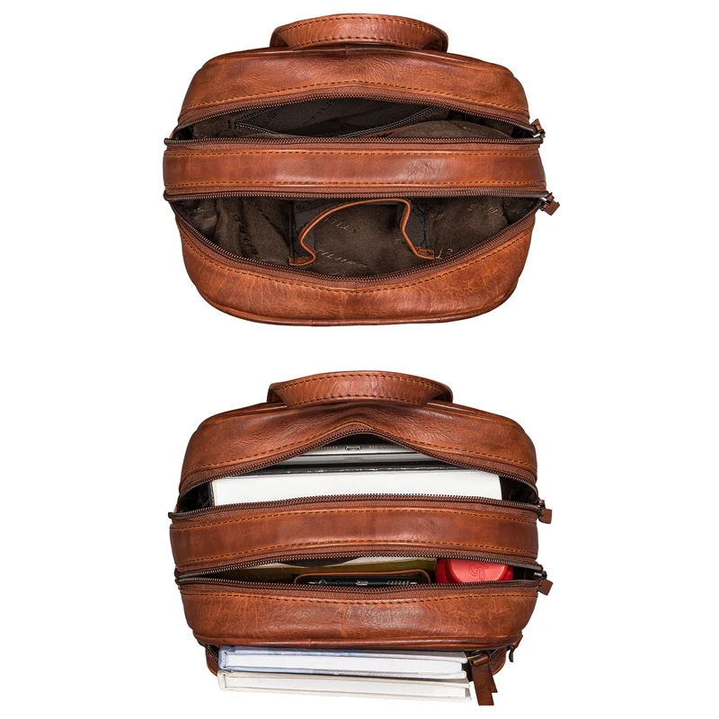 "Fabienne" Kleiner Vintage Damen Rucksack Echtleder mit vielen Fächern