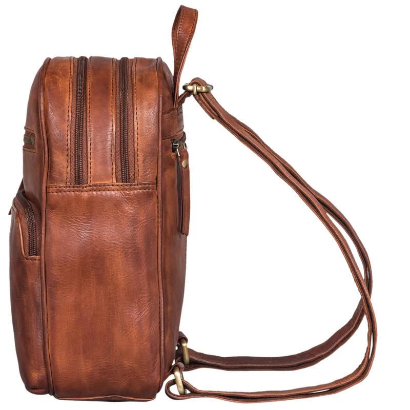 "Fabienne" Kleiner Vintage Damen Rucksack Echtleder mit vielen Fächern