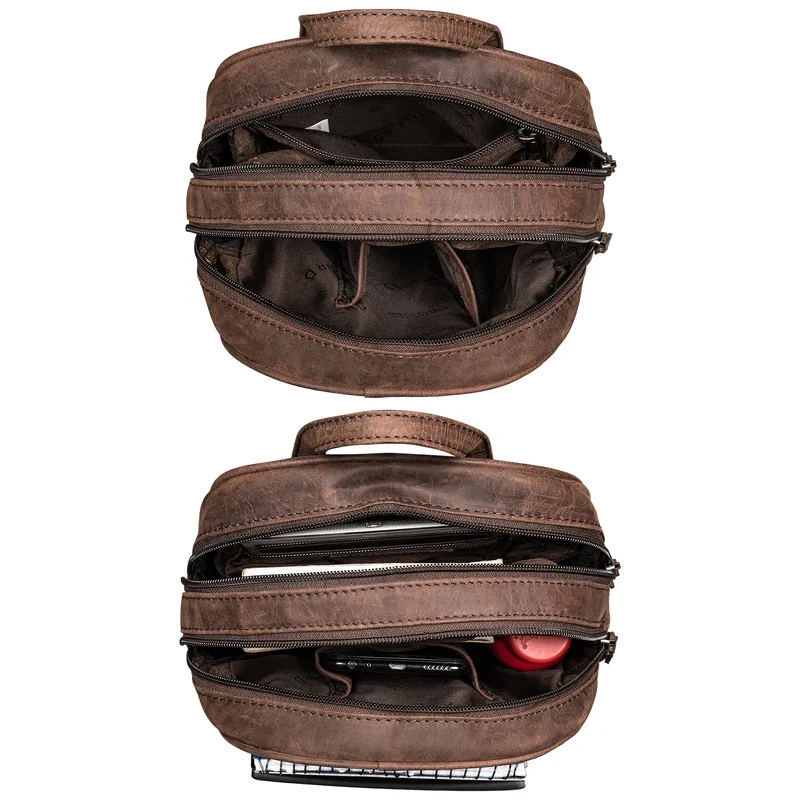 "Fabienne" Kleiner Vintage Damen Rucksack Echtleder mit vielen Fächern