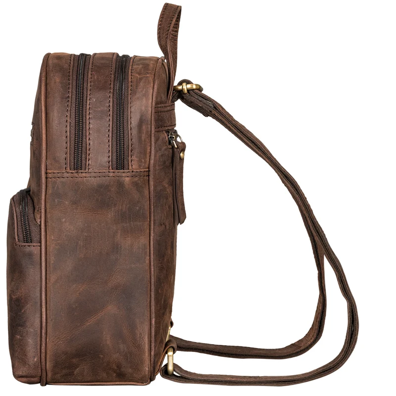 "Fabienne" Kleiner Vintage Damen Rucksack Echtleder mit vielen Fächern