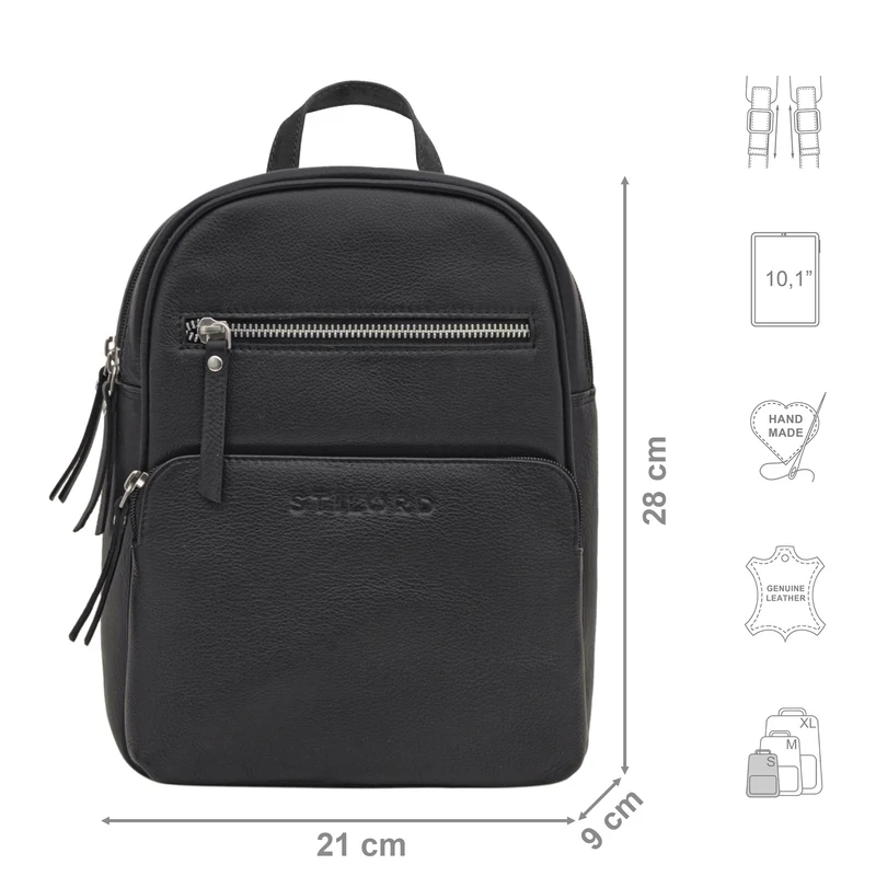 "Fabienne" Kleiner Vintage Damen Rucksack Echtleder mit vielen Fächern