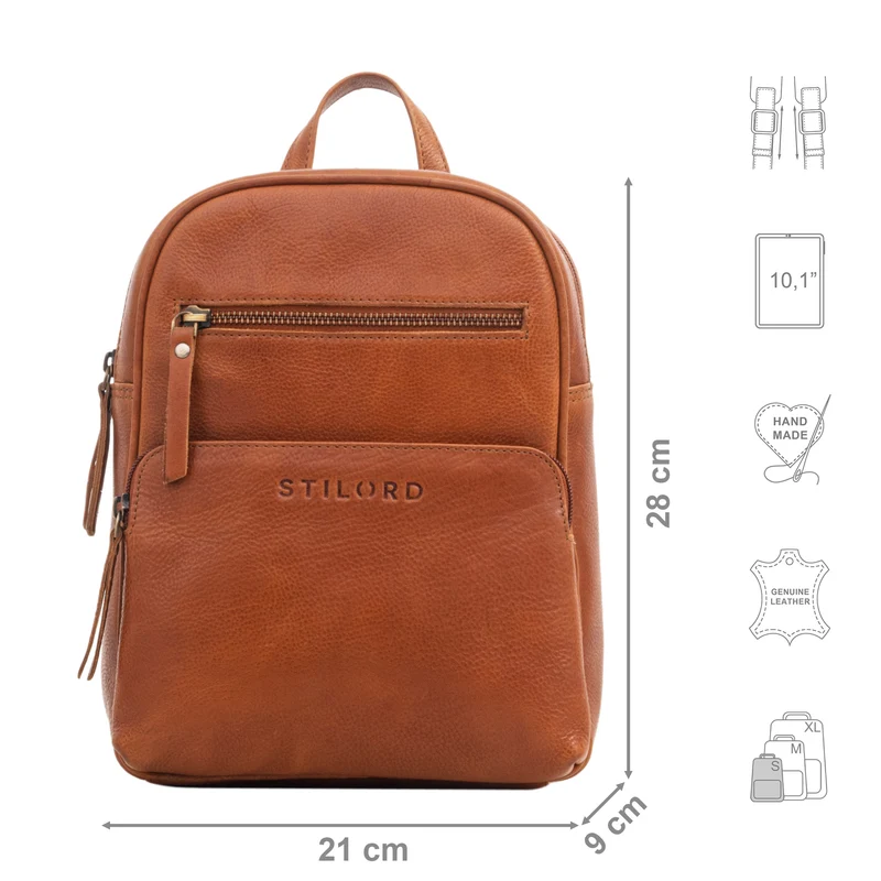 "Fabienne" Kleiner Vintage Damen Rucksack Echtleder mit vielen Fächern