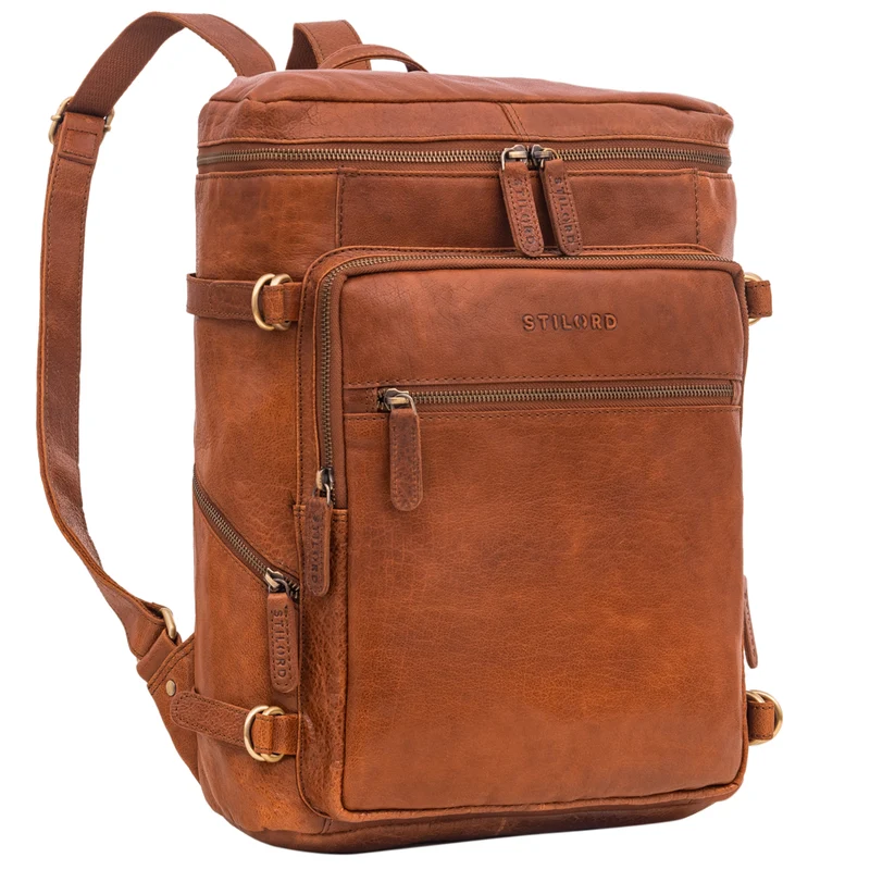 "Alvar" Businessrucksack Laptop-Fach 15.6 Zoll Herren Damen Echtleder