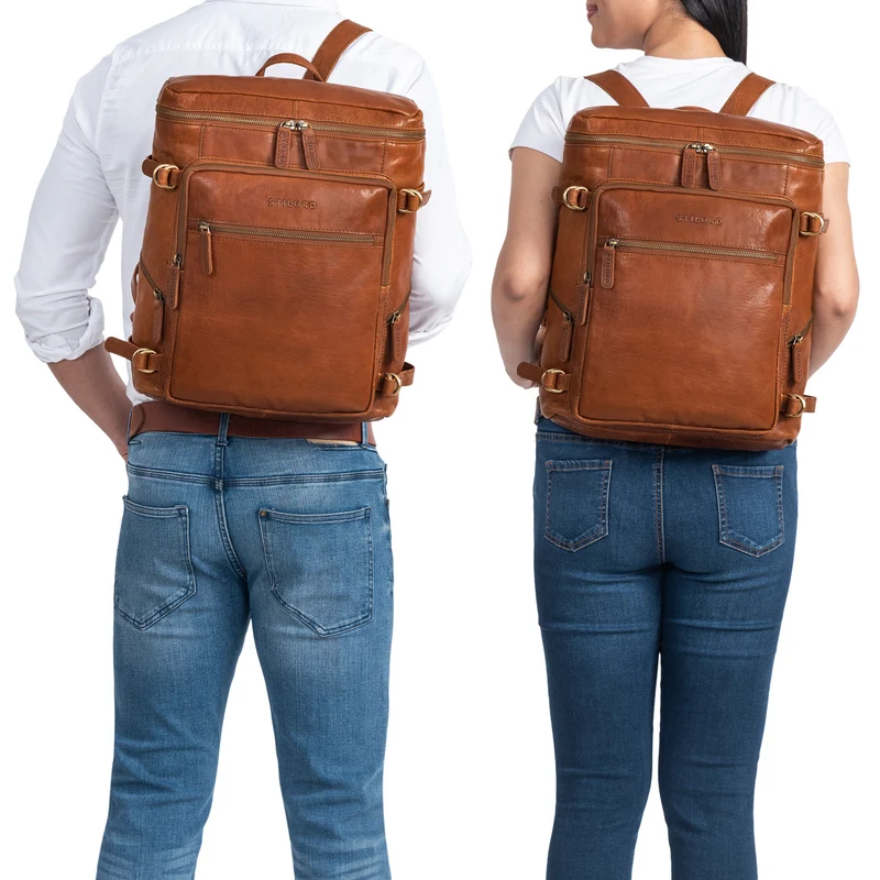 "Alvar" Businessrucksack Laptop-Fach 15.6 Zoll Herren Damen Echtleder