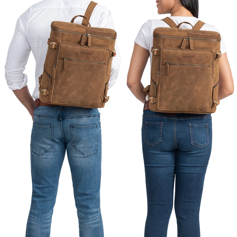 "Alvar" Businessrucksack Laptop-Fach 15.6 Zoll Herren Damen Echtleder