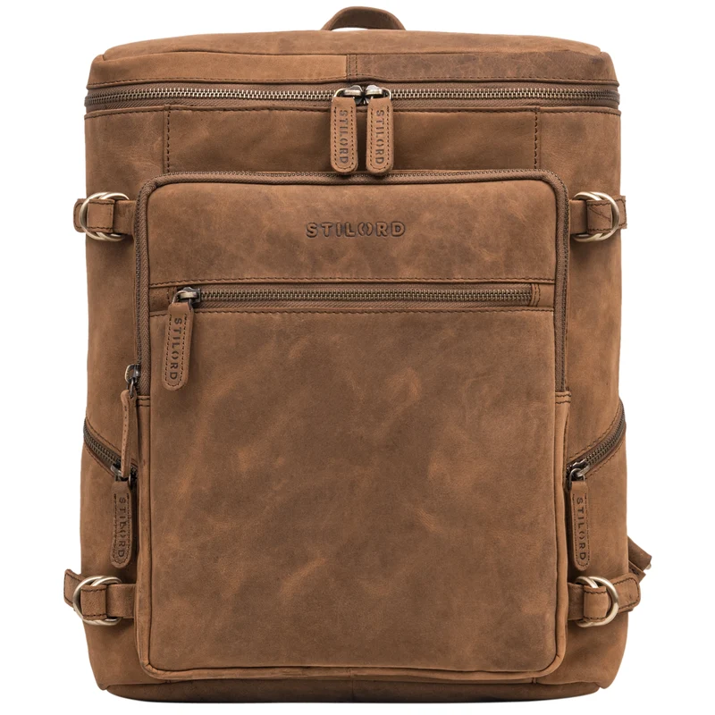 "Alvar" Businessrucksack Laptop-Fach 15.6 Zoll Herren Damen Echtleder