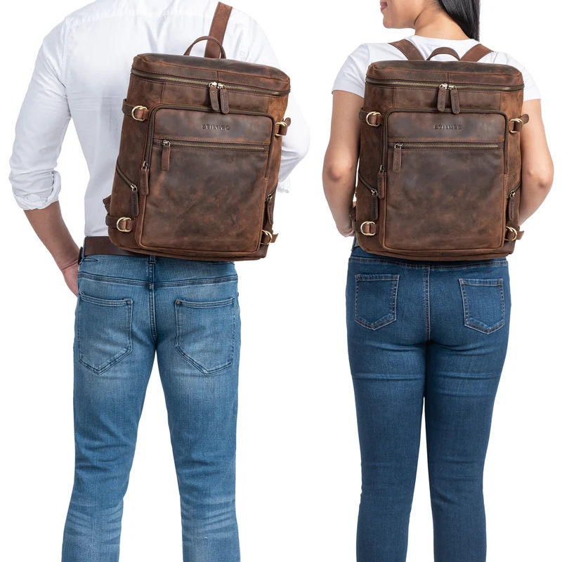 "Alvar" Businessrucksack Laptop-Fach 15.6 Zoll Herren Damen Echtleder