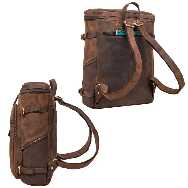 "Alvar" Businessrucksack Laptop-Fach 15.6 Zoll Herren Damen Echtleder