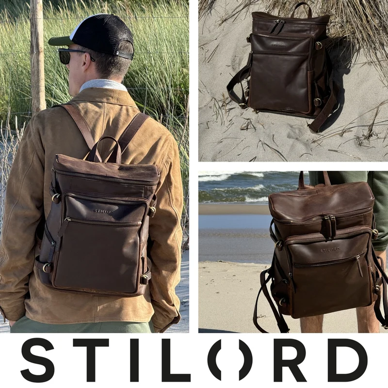 "Alvar" Businessrucksack Laptop-Fach 15.6 Zoll Herren Damen Echtleder