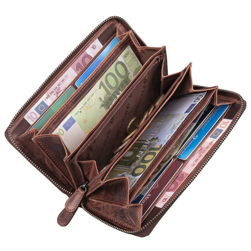 "Nelly" Geldbörse mit Handyfach Leder 3-in-1 Handytasche Umhängetasche Portemonnaie zum Umhängen