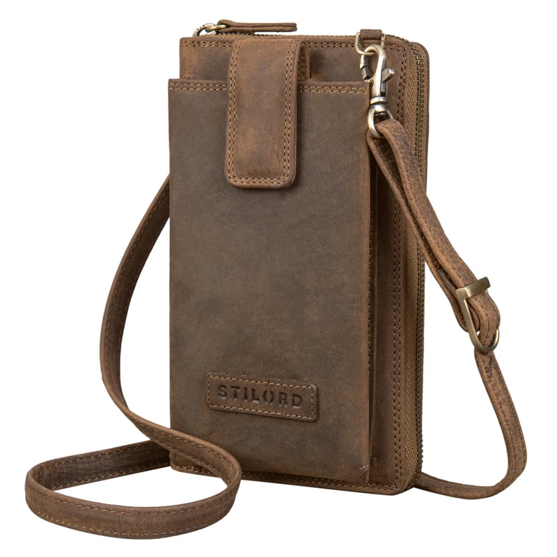 "Nelly" Geldbörse mit Handyfach Leder 3-in-1 Handytasche Umhängetasche Portemonnaie zum Umhängen