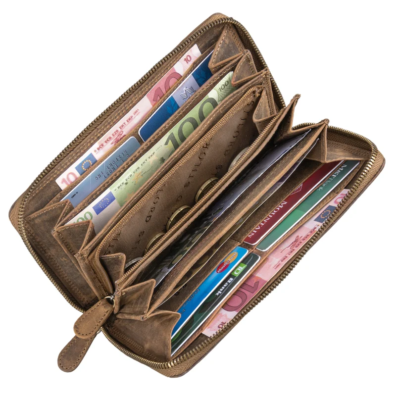 "Nelly" Geldbörse mit Handyfach Leder 3-in-1 Handytasche Umhängetasche Portemonnaie zum Umhängen