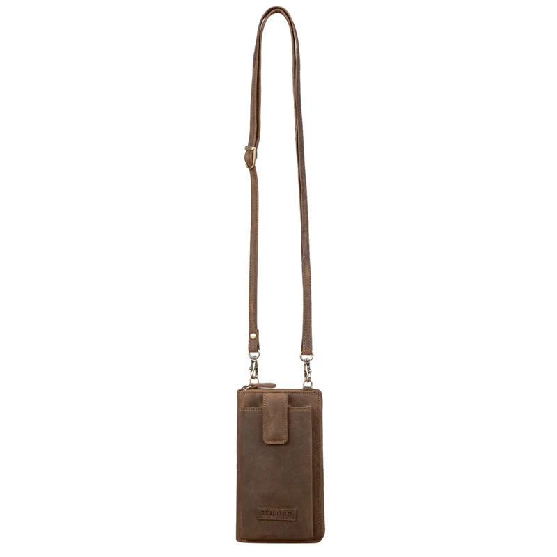 "Nelly" Geldbörse mit Handyfach Leder 3-in-1 Handytasche Umhängetasche Portemonnaie zum Umhängen