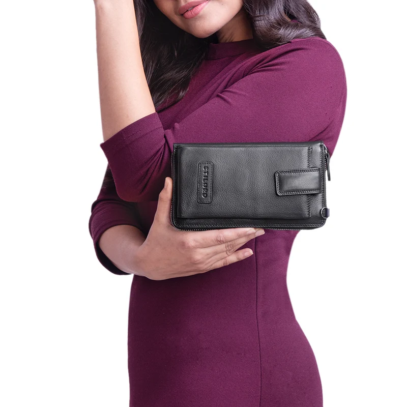 "Nelly" Geldbörse mit Handyfach Leder 3-in-1 Handytasche Umhängetasche Portemonnaie zum Umhängen