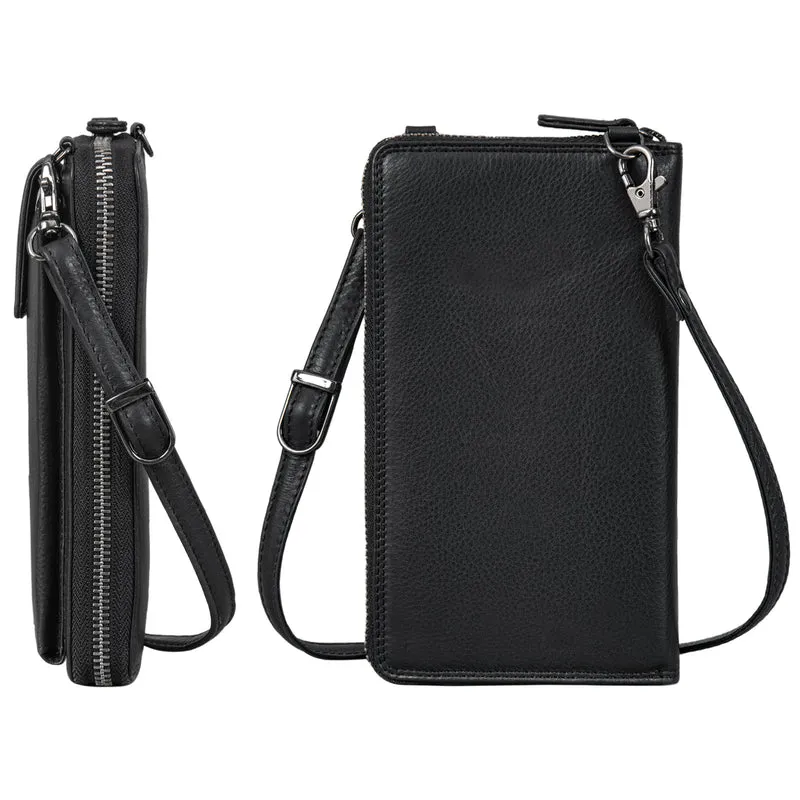"Nelly" Geldbörse mit Handyfach Leder 3-in-1 Handytasche Umhängetasche Portemonnaie zum Umhängen