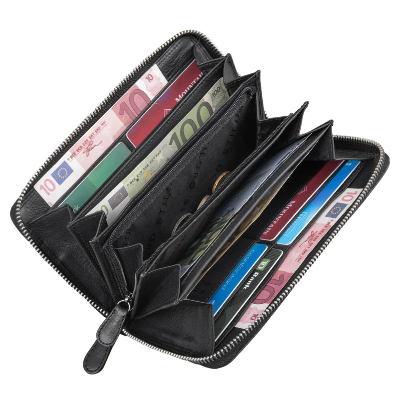 "Nelly" Geldbörse mit Handyfach Leder 3-in-1 Handytasche Umhängetasche Portemonnaie zum Umhängen