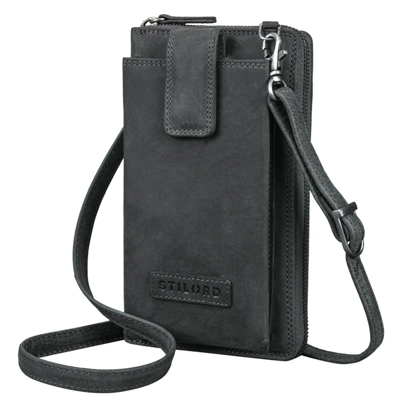 "Nelly" Geldbörse mit Handyfach Leder 3-in-1 Handytasche Umhängetasche Portemonnaie zum Umhängen