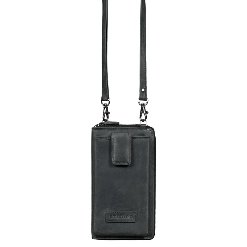 "Nelly" Geldbörse mit Handyfach Leder 3-in-1 Handytasche Umhängetasche Portemonnaie zum Umhängen