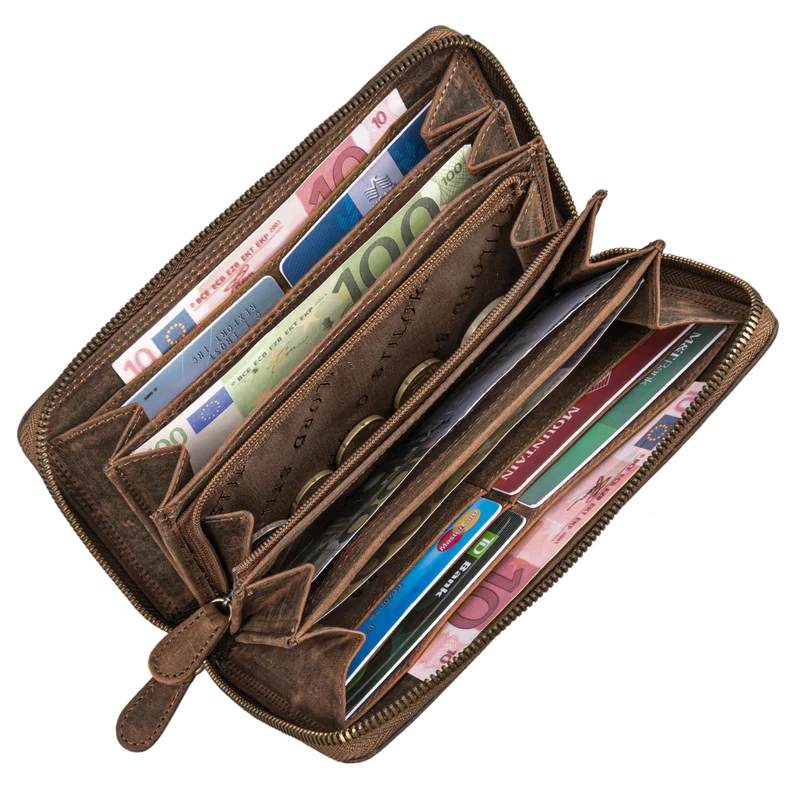 "Nelly" Geldbörse mit Handyfach Leder 3-in-1 Handytasche Umhängetasche Portemonnaie zum Umhängen