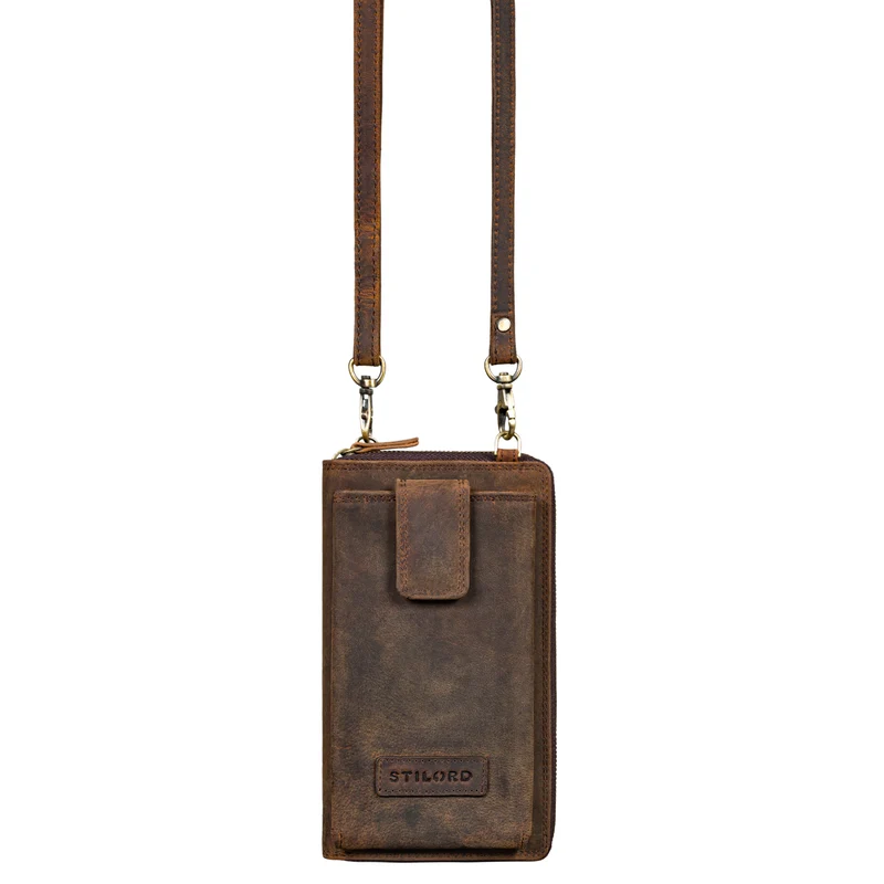 "Nelly" Geldbörse mit Handyfach Leder 3-in-1 Handytasche Umhängetasche Portemonnaie zum Umhängen