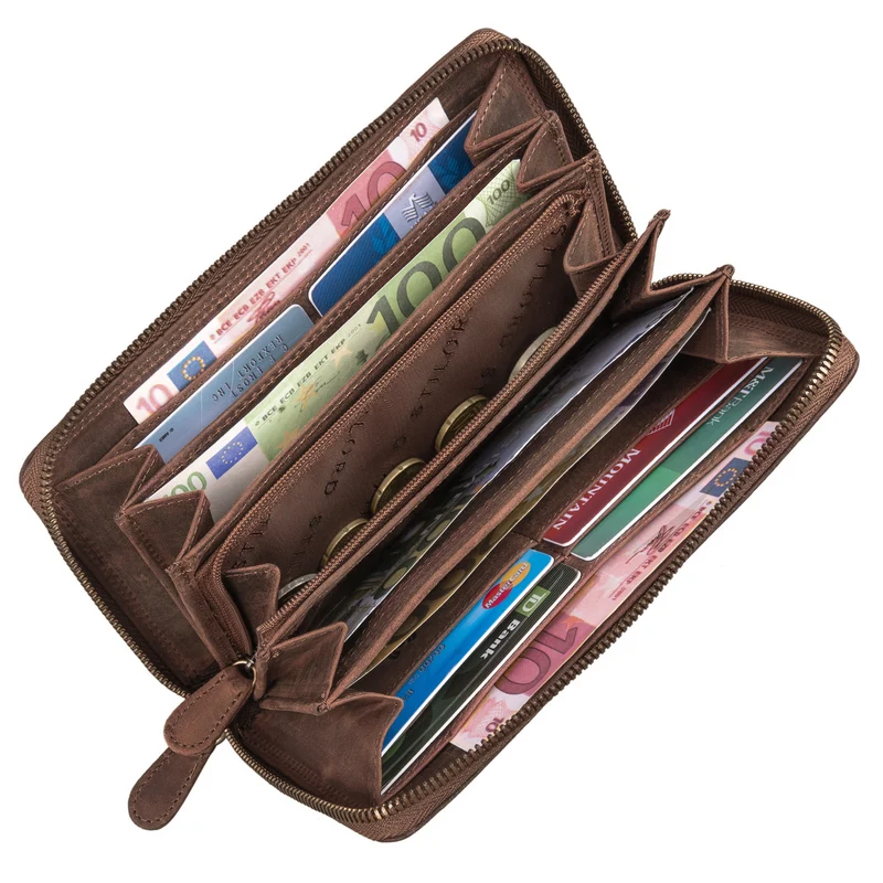 "Nelly" Geldbörse mit Handyfach Leder 3-in-1 Handytasche Umhängetasche Portemonnaie zum Umhängen