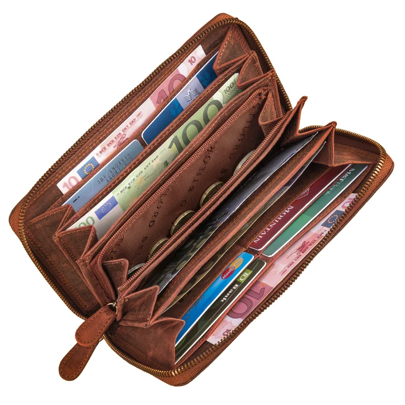 "Nelly" Geldbörse mit Handyfach Leder 3-in-1 Handytasche Umhängetasche Portemonnaie zum Umhängen