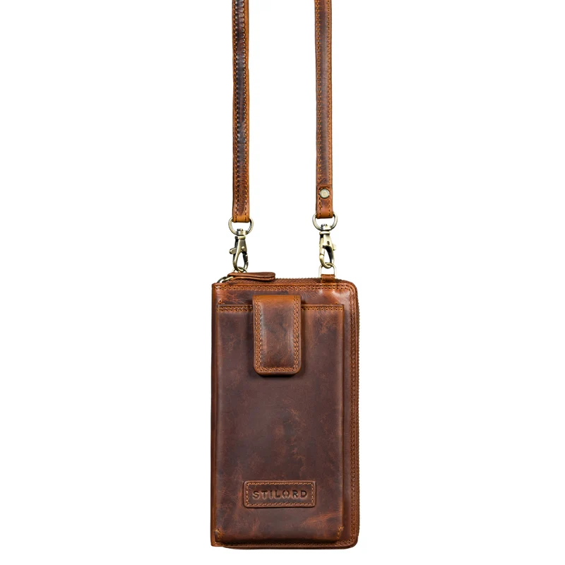 "Nelly" Geldbörse mit Handyfach Leder 3-in-1 Handytasche Umhängetasche Portemonnaie zum Umhängen
