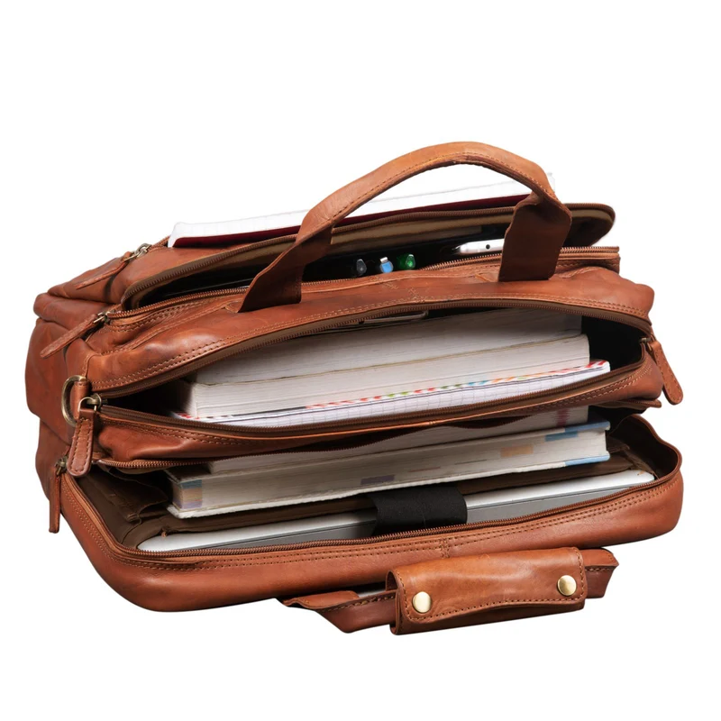 B-WARE "Experience" Vintage Lehrertasche Leder groß