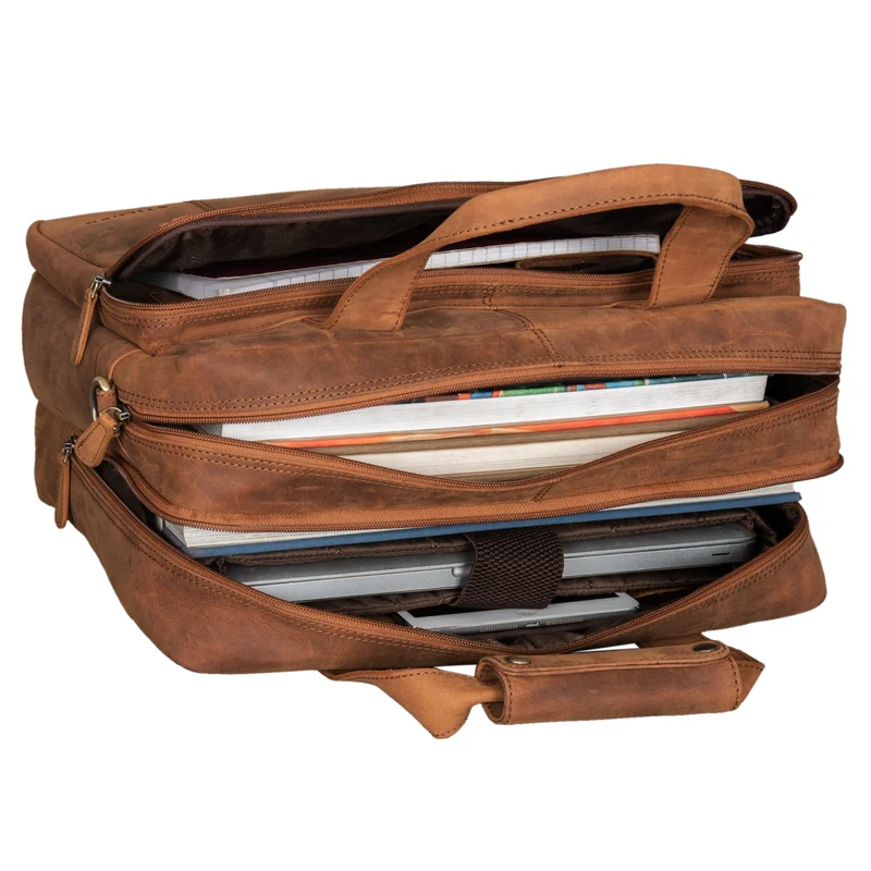B-WARE "Experience" Vintage Lehrertasche Leder groß
