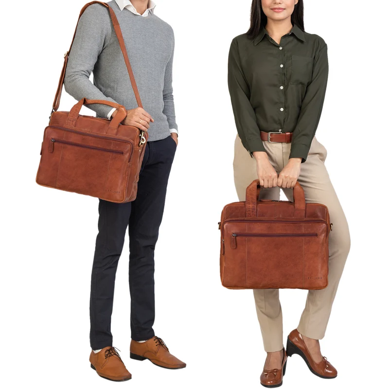 B-WARE "Experience" Vintage Lehrertasche Leder groß