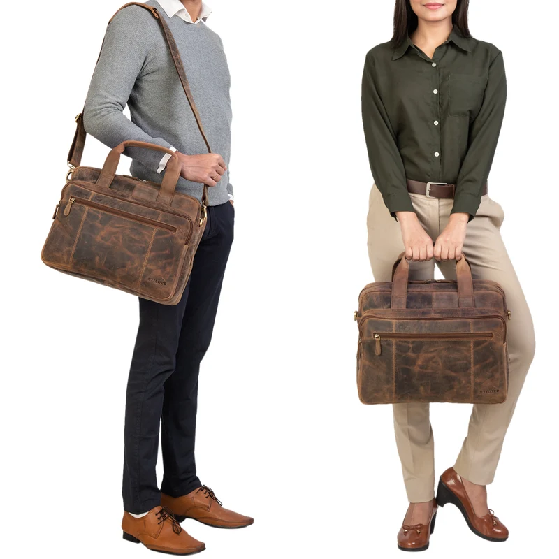 B-WARE "Experience" Vintage Lehrertasche Leder groß