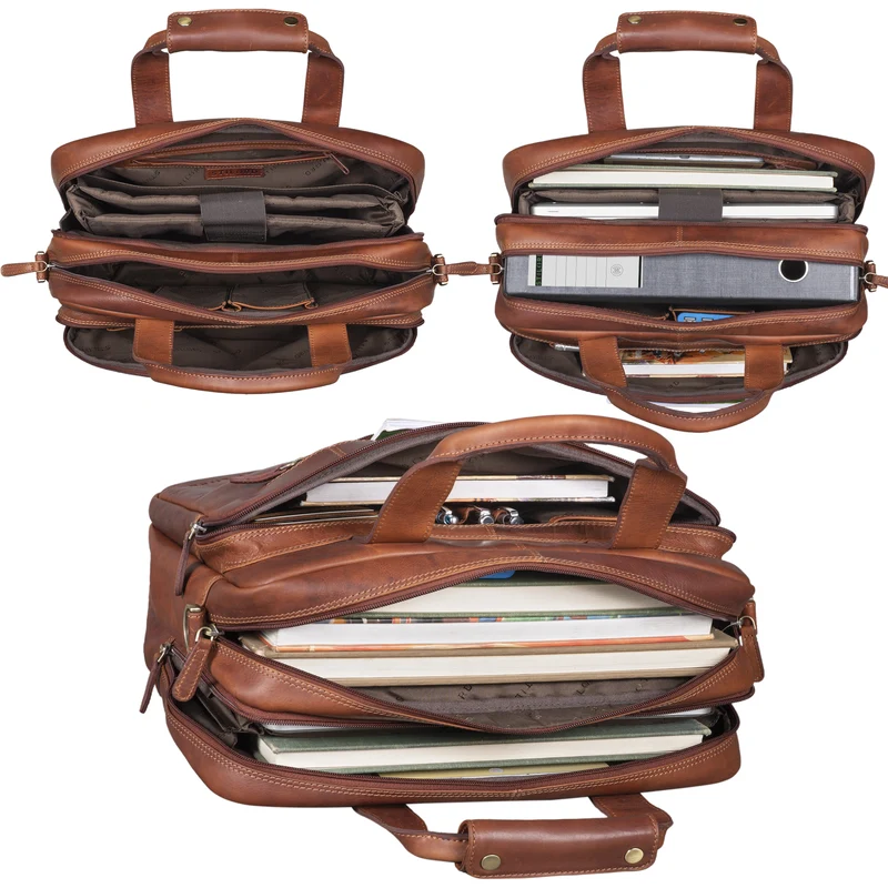 B-WARE "Experience" Vintage Lehrertasche Leder groß