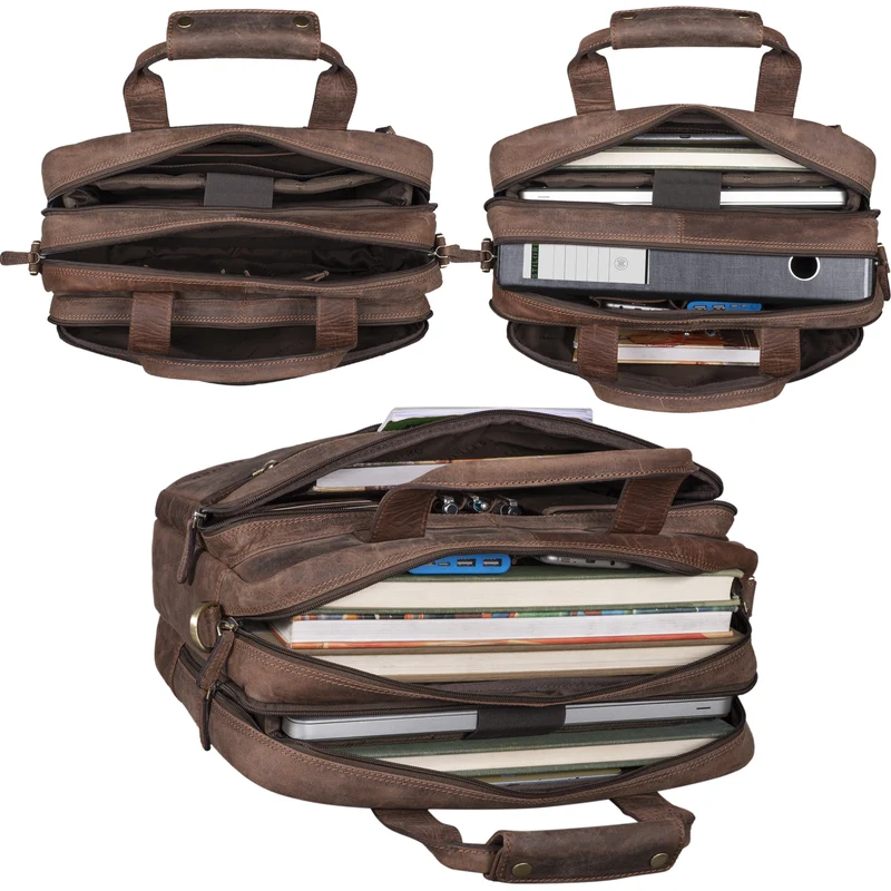 B-WARE "Experience" Vintage Lehrertasche Leder groß