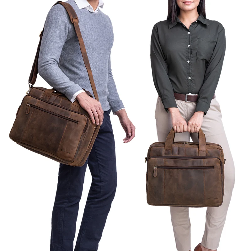 B-WARE "Experience" Vintage Lehrertasche Leder groß