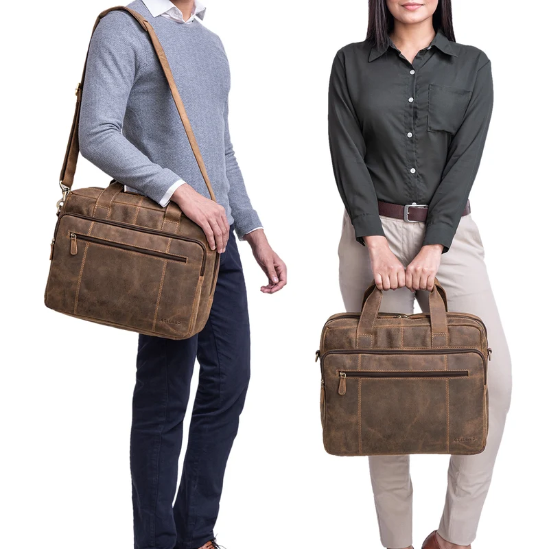 B-WARE "Experience" Vintage Lehrertasche Leder groß