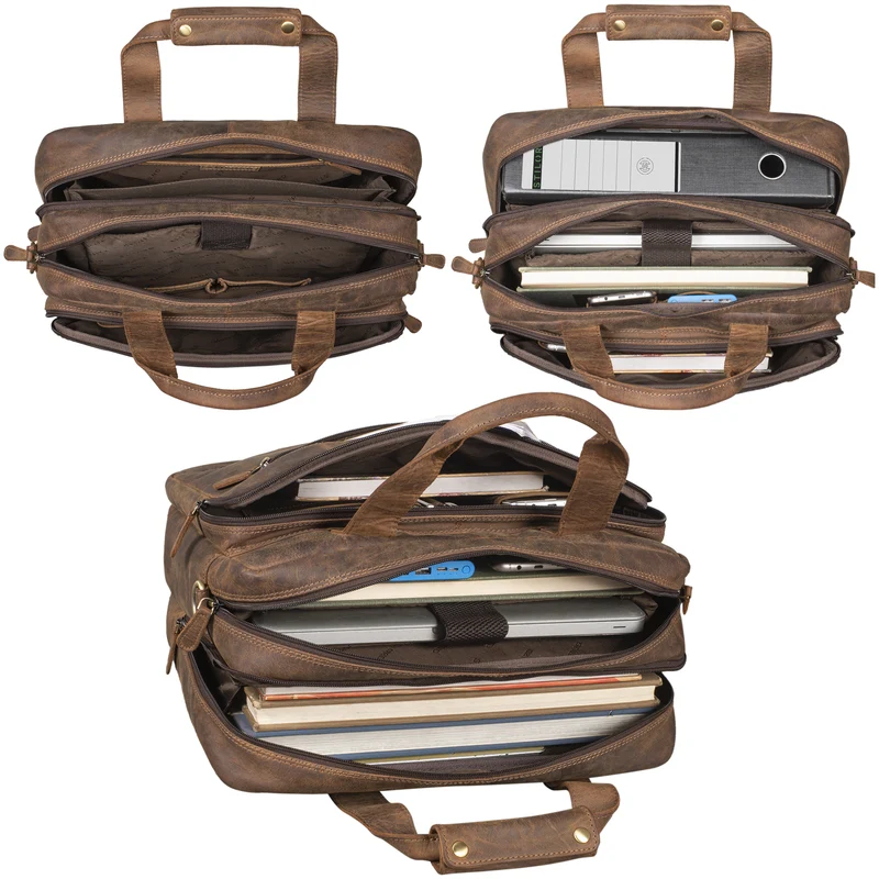B-WARE "Experience" Vintage Lehrertasche Leder groß