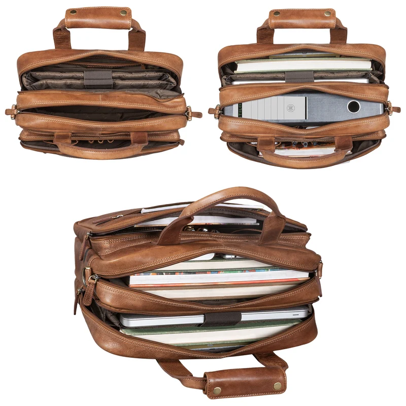 B-WARE "Experience" Vintage Lehrertasche Leder groß
